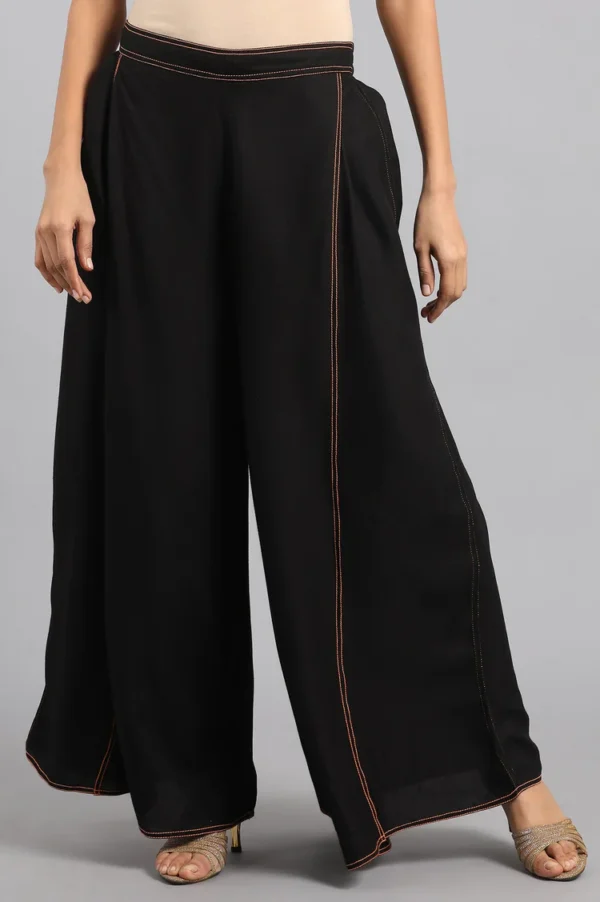 Black Solid Pleated Pants - Image 5