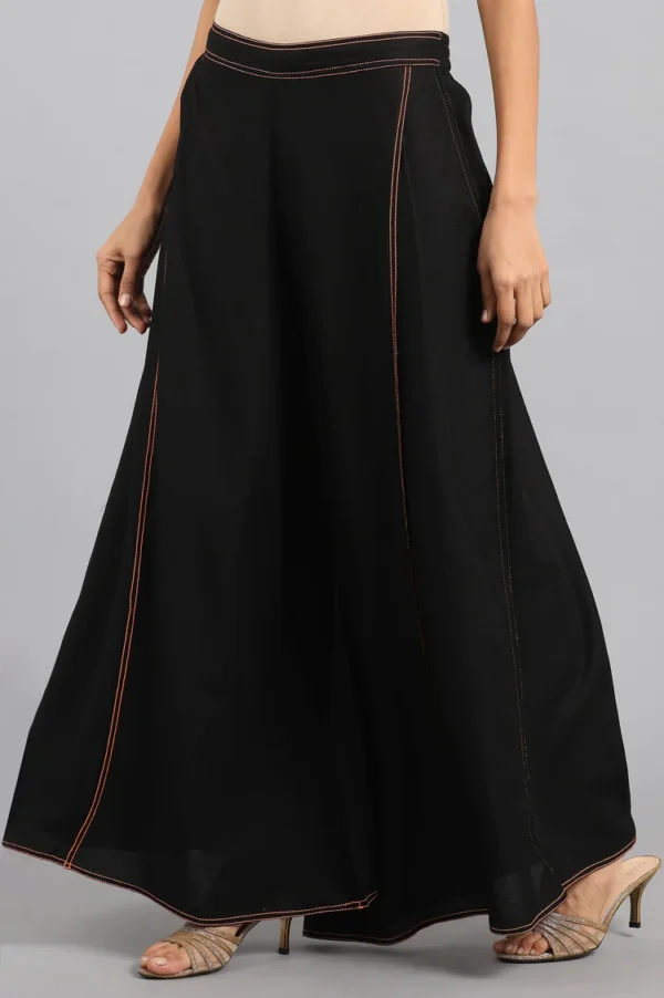 Black Solid Pleated Pants - Image 2