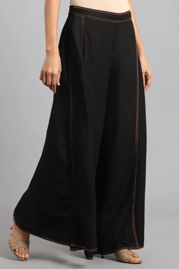 Black Solid Pleated Pants - Image 4