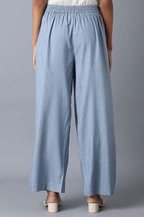 Denim Blue Printed Parallel Pants - Image 3