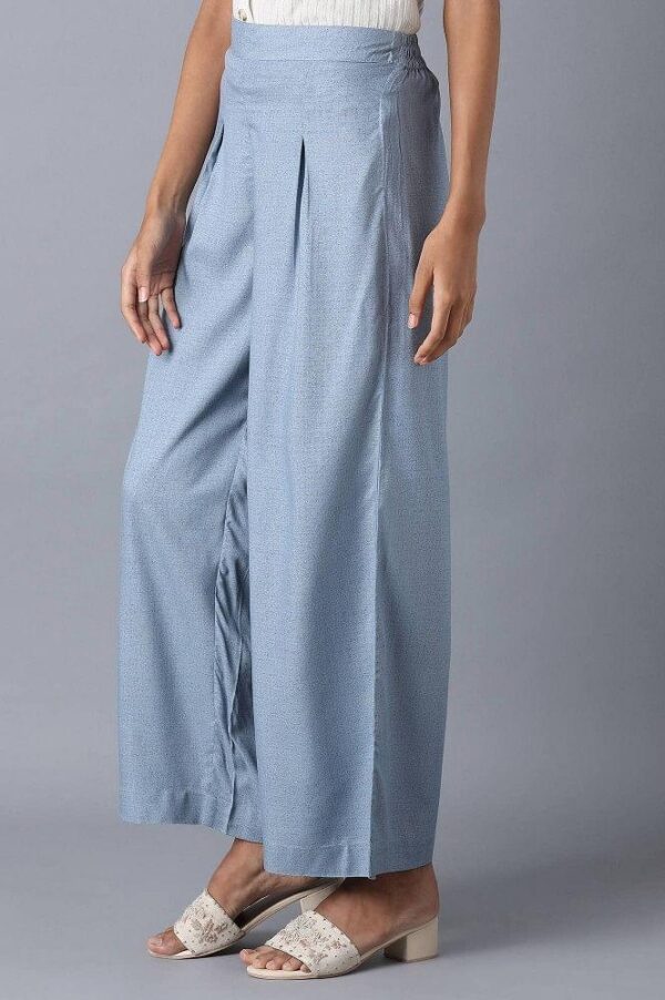 Denim Blue Printed Parallel Pants - Image 7