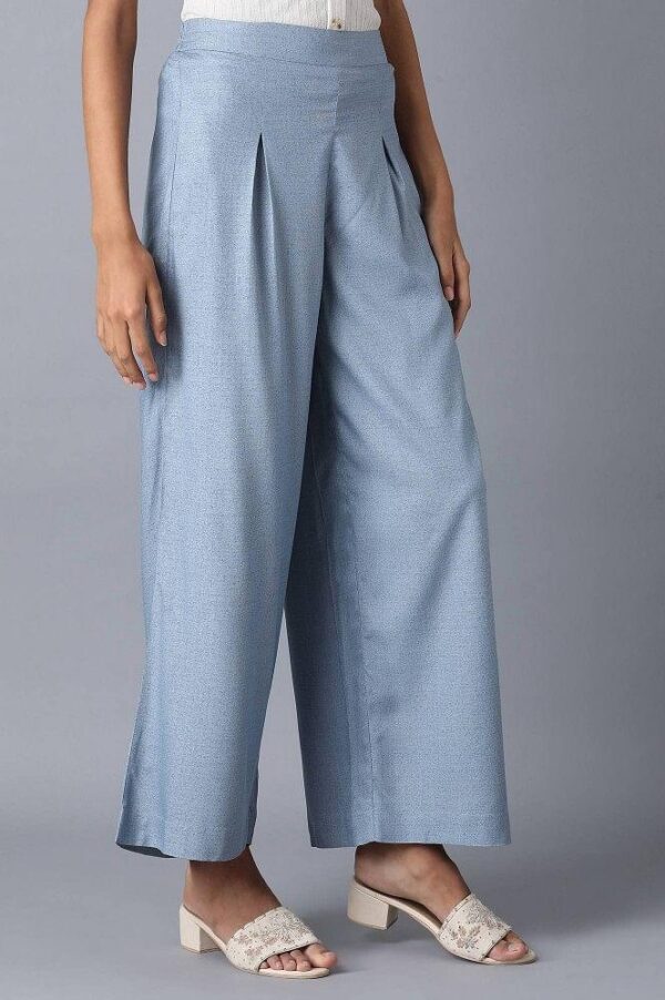 Denim Blue Printed Parallel Pants - Image 2