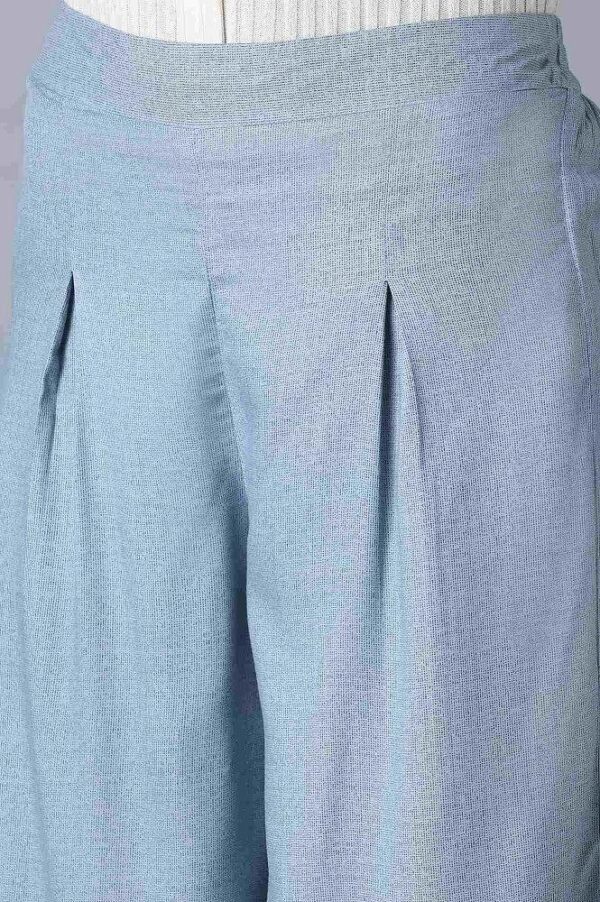 Denim Blue Printed Parallel Pants - Image 4