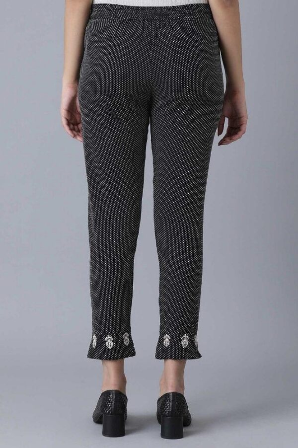 Black Yarn Dyed Slim Pants - Image 5