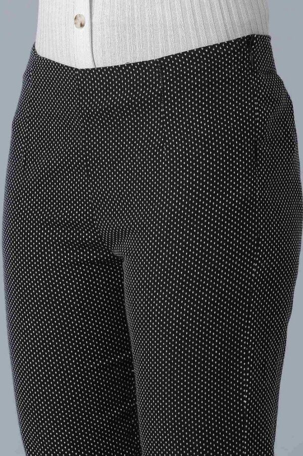 Black Yarn Dyed Slim Pants - Image 3