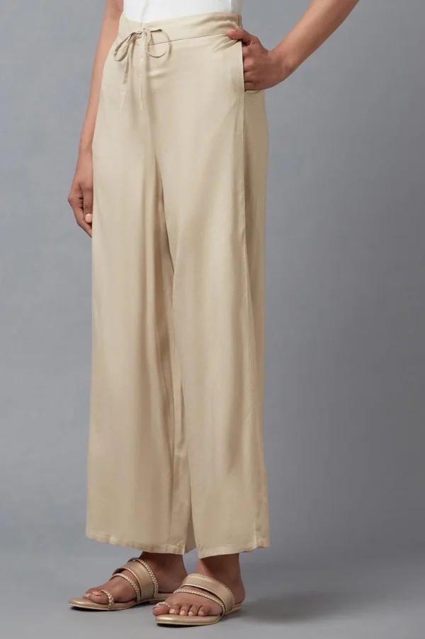 Beige Straight Silhouette Flared Pants - Image 5