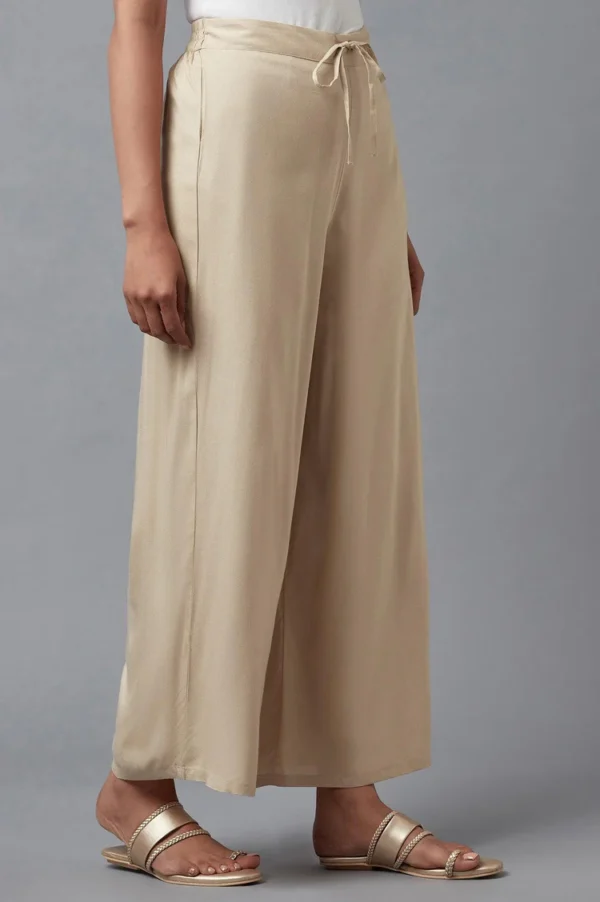 Beige Straight Silhouette Flared Pants - Image 4