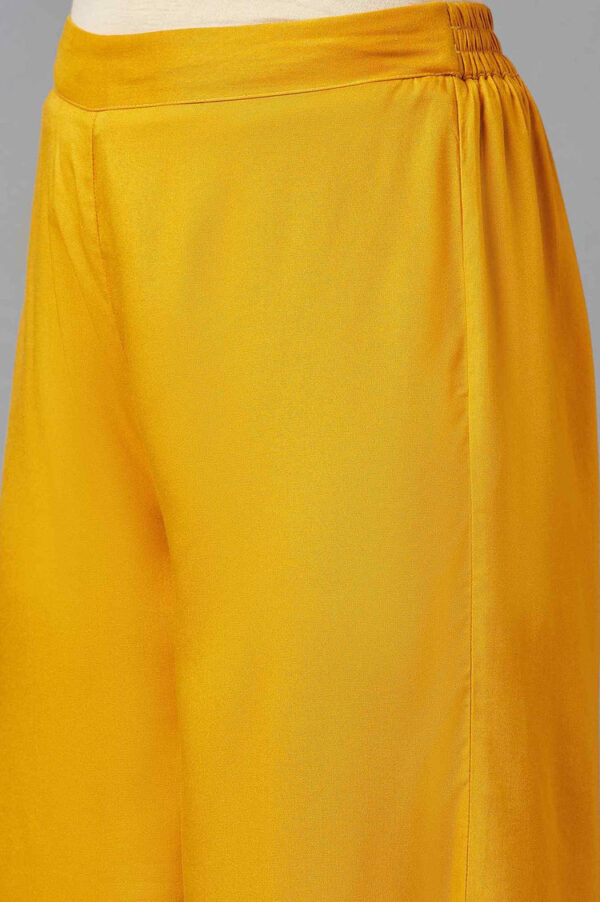 Deep Yellow Embroidered Parallel Pants - Image 5