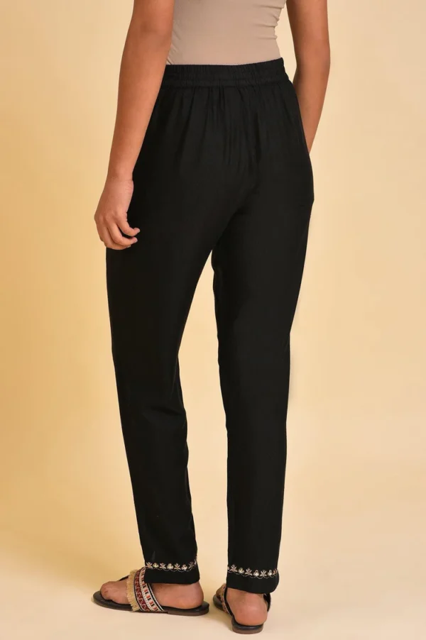 Black Embroidered Slim Pants - Image 2