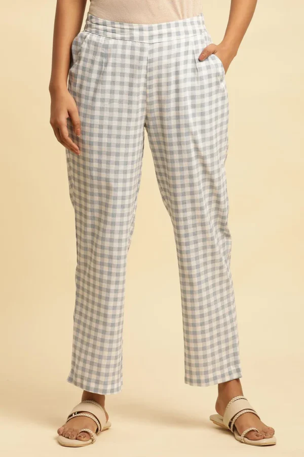 Blue And White Checker Straight Pants - Image 7