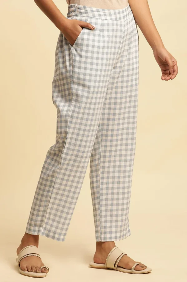 Blue And White Checker Straight Pants - Image 8