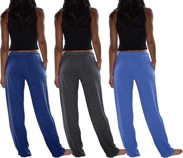 Sexy Basics Women's 3 Pack Soft Flex-Cotton Knit Pajama Pants/Lounge Pants/Sleep Pants - Image 2